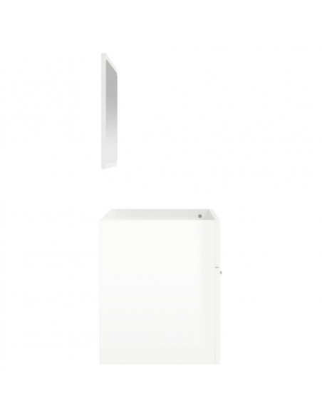 Mobile da Bagno con Specchio Bianco Lucido in Legno Multistrato