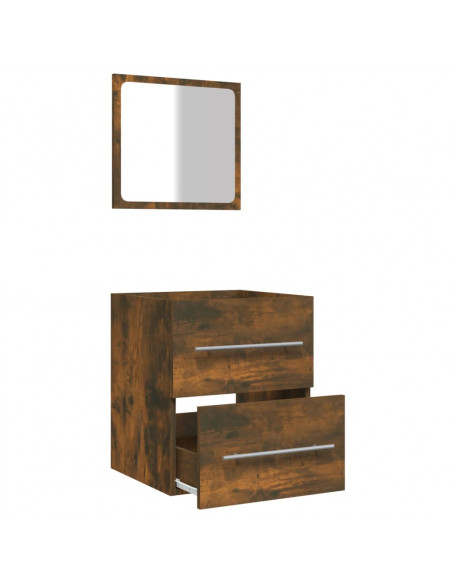 Mobile da Bagno con Specchio Rovere Fumo 41x38,5x48 cm