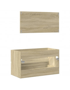 Mobile da Bagno con Specchio Rovere Sonoma 80x38,5x45 cm