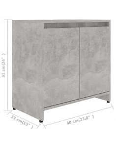 Mobile da Bagno Grigio Cemento 60x33x61 cm in Legno Multistrato