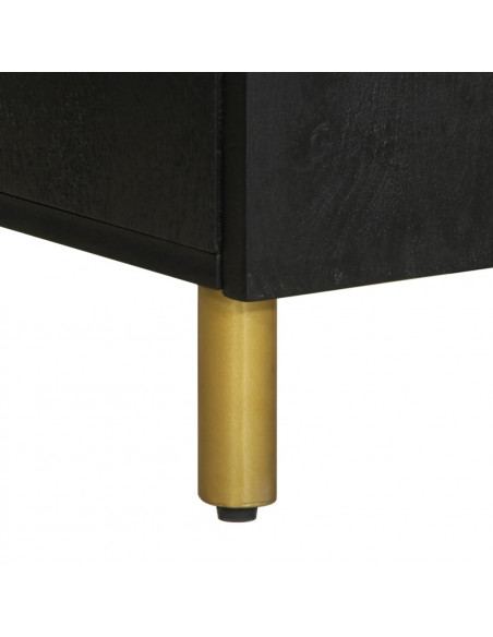 Mobile da Bagno Nero 38x33x160 cm in Legno Massello di Mango