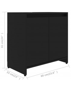 Mobile da Bagno Nero 60x33x61 cm in Legno Multistrato