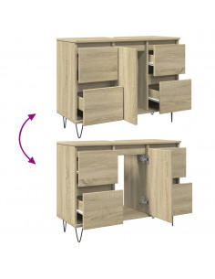 Mobile da Bagno Rovere Sonoma 80x33x60 cm in Legno Multistrato