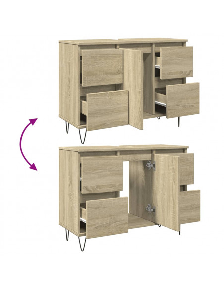Mobile da Bagno Rovere Sonoma 80x33x60 cm in Legno Multistrato