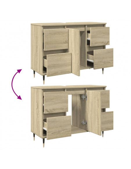 Mobile da Bagno Rovere Sonoma 80x33x60 cm in Legno Multistrato