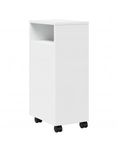 Mobile da Bagno Stretto con Ruote Bianco in Truciolato