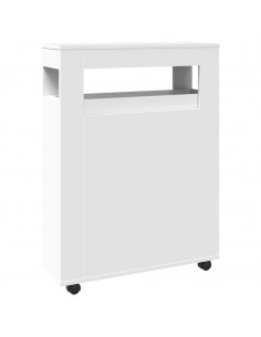 Mobile da Bagno Stretto con Ruote Bianco in Truciolato