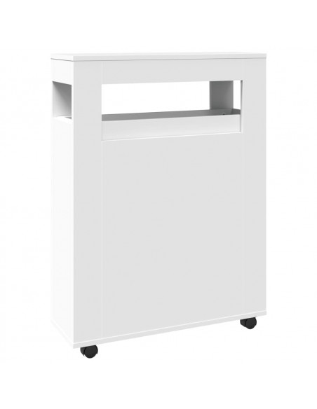Mobile da Bagno Stretto con Ruote Bianco in Truciolato