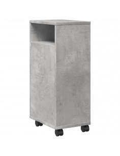 Mobile da Bagno Stretto con Ruote Grigio Cemento in Truciolato