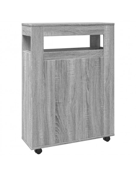 Mobile da Bagno Stretto con Ruote Grigio Sonoma in Truciolato