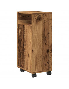 Mobile da Bagno Stretto con Ruote Legno Vecchio in Truciolato