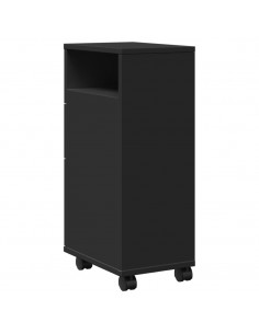 Mobile da Bagno Stretto con Ruote Nero in Truciolato