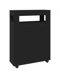 Mobile da Bagno Stretto con Ruote Nero in Truciolato
