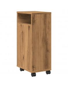 Mobile da Bagno Stretto con Ruote Rovere Artigianale Truciolato