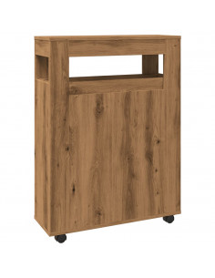 Mobile da Bagno Stretto con Ruote Rovere Artigianale Truciolato