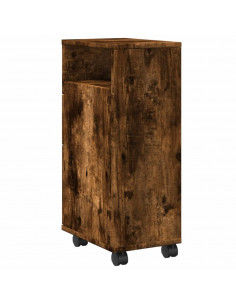 Mobile da Bagno Stretto con Ruote Rovere Fumo in Truciolato