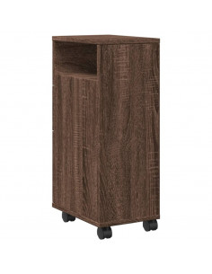 Mobile da Bagno Stretto con Ruote Rovere Marrone in Truciolato
