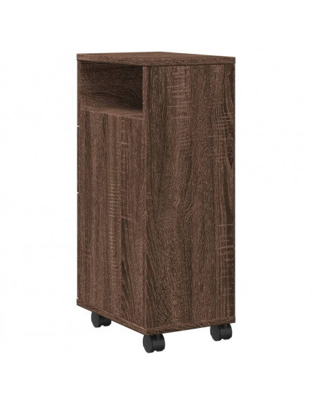 Mobile da Bagno Stretto con Ruote Rovere Marrone in Truciolato