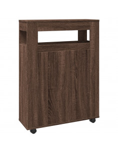 Mobile da Bagno Stretto con Ruote Rovere Marrone in Truciolato