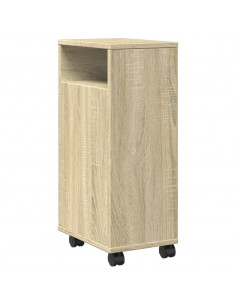 Mobile da Bagno Stretto con Ruote Rovere Sonoma in Truciolato