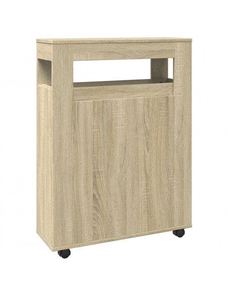 Mobile da Bagno Stretto con Ruote Rovere Sonoma in Truciolato