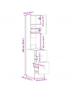 Mobile da Cucina Grigio Sonoma 35x50x180cm in Legno Multistrato