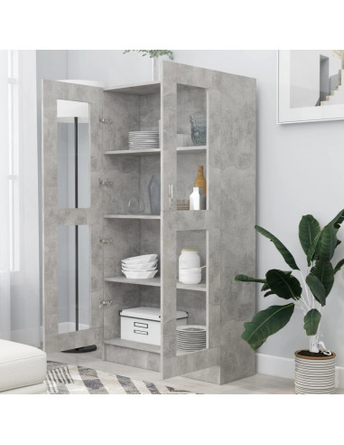 Armadietto Vetrina Grigio Cemento 82,5x30,5x150 cm Multistrato