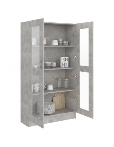 Armadietto Vetrina Grigio Cemento 82,5x30,5x150 cm Multistrato