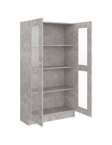Armadietto Vetrina Grigio Cemento 82,5x30,5x150 cm Multistrato