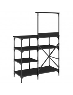 Mobile da Cucina Nero 90x40x132 cm Legno Multistrato e Metallo