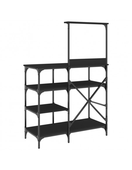 Mobile da Cucina Nero 90x40x132 cm Legno Multistrato e Metallo