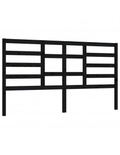 Testiera per Letto Nera 186x4x104 cm in Legno Massello di Pino 2