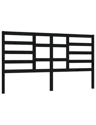 Testiera per Letto Nera 186x4x104 cm in Legno Massello di Pino