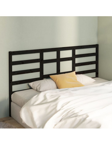 Testiera per Letto Nera 186x4x104 cm in Legno Massello di Pino
