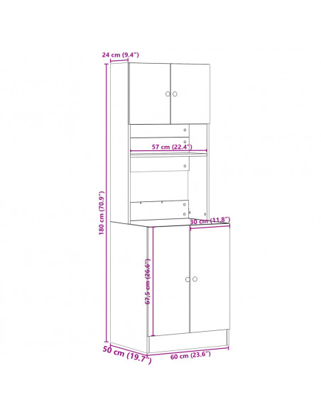 Mobile da Cucina Rovere Sonoma 60x50x180 cm Legno Multistrato