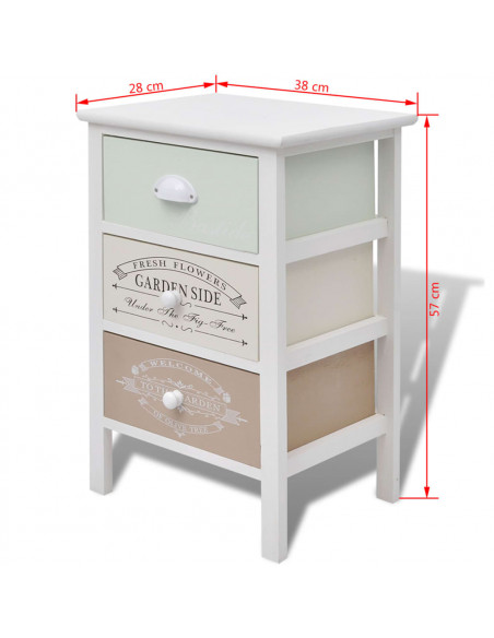Mobile in Stile Francese con 3 Cassetti in Legno