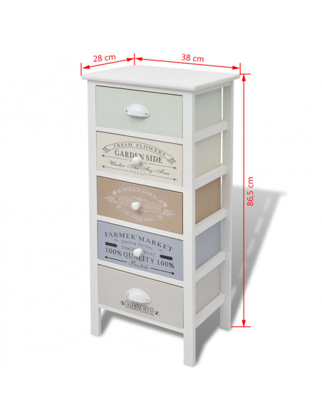 Mobile in Stile Francese con 5 Cassetti in Legno
