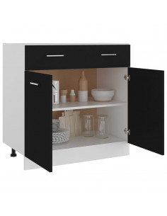 Mobile Inferiore Cassetto Nero 80x46x81,5 cm Legno Multistrato