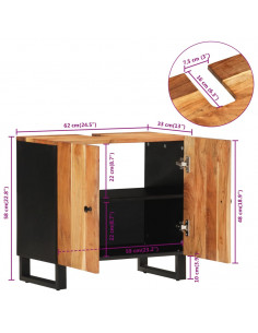 Mobile Lavabo 62x33x58 cm Legno Massello Acacia e Multistrato