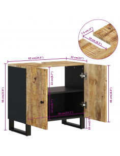 Mobile Lavabo 62x33x58cm Legno Massello Mango Legno Multistrato
