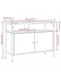Mobile Lavabo Bagno Rovere Marrone 80x30x60cm Legno Multistrato