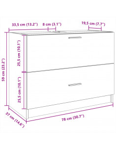 Mobile Lavabo Bianco 78x37x59 cm in Truciolare