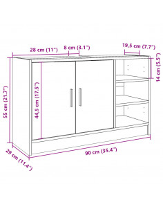 Mobile Lavabo Bianco 90x29x55 cm in Truciolato