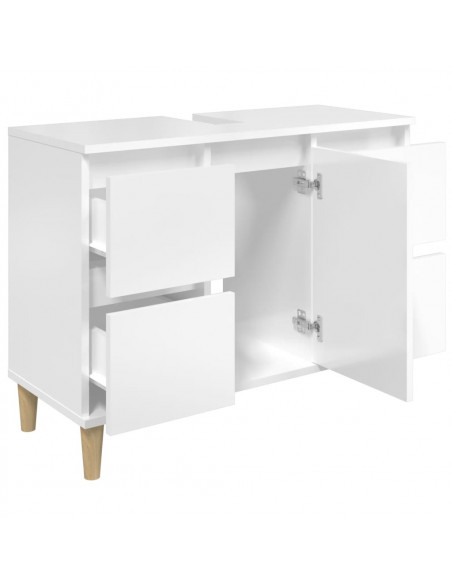 Mobile Lavabo Bianco Lucido 80x33x60 cm in Legno Multistrato