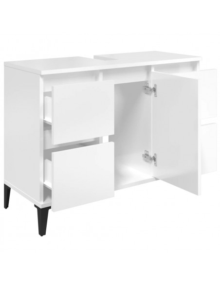 Mobile Lavabo Bianco Lucido 80x33x60 cm in Legno Multistrato