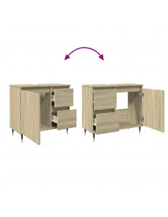 Mobile Lavabo da Bagno Rovere Sonoma 65x33x60 cm in Truciolato