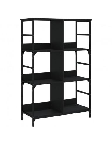 Libreria Nera 78,5x33x117,5 cm in Legno Multistrato