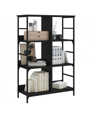 Libreria Nera 78,5x33x117,5 cm in Legno Multistrato
