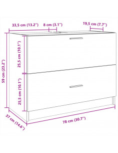 Mobile Lavabo Grigio Cemento 78x37x59 cm in Truciolare