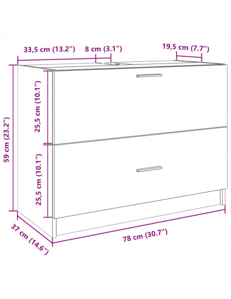 Mobile Lavabo Grigio Cemento 78x37x59 cm in Truciolare